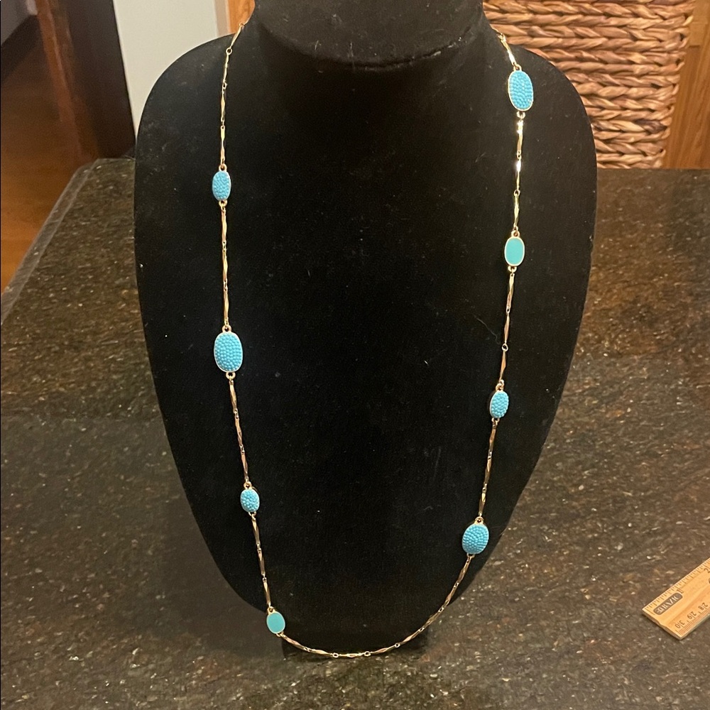 Kate Spade Elegant Gold and Turquoise  link Necklace